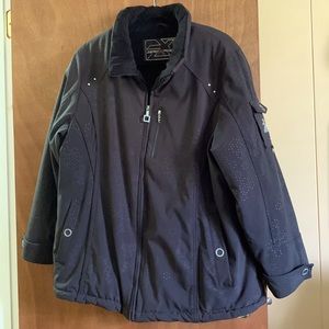 Cold weather jacket, faux fur lining, padded lining.